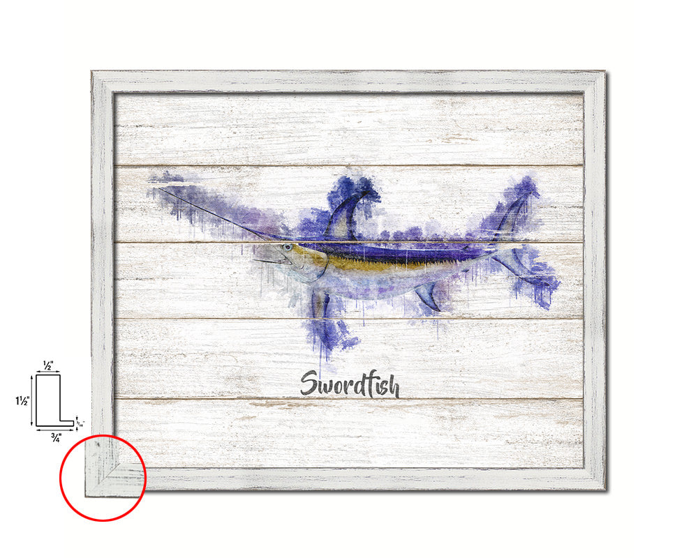 Swordfish Fish Framed Prints Modern Restaurant Sushi Bar Watercolor Wall Art Decor