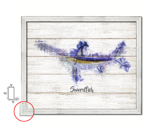 Swordfish Fish Framed Prints Modern Restaurant Sushi Bar Watercolor Wall Art Decor