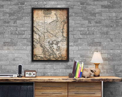 Greece Turkey Bulgaria Transylvania Romania 1799 Antique Map Wood Framed Print Art Wall Decor Gifts