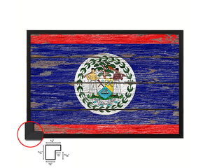 Belize Country Wood Rustic National Flag Wood Framed Print Wall Art Decor Gifts