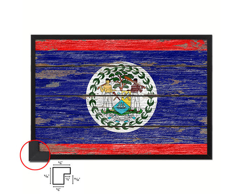 Belize Country Wood Rustic National Flag Wood Framed Print Wall Art Decor Gifts