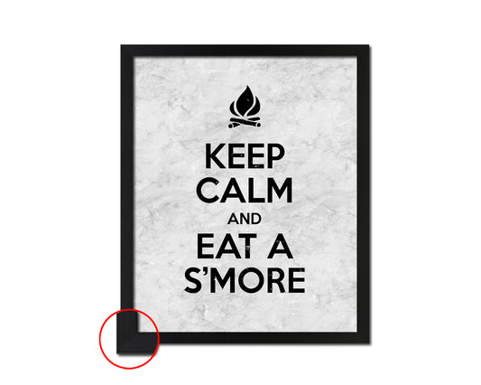 Keep calm and eat a smore Quote Framed Print Wall Art Decor Gifts
