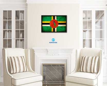 Dominica Country Vintage Flag Wood Framed Print Wall Art Decor Gifts