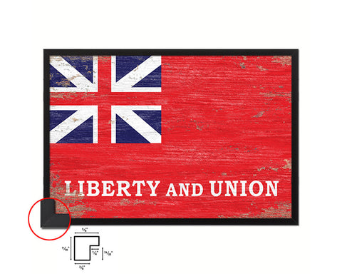 Liberty and Union Shabby Chic Military Flag Framed Print Decor Wall Art Gifts