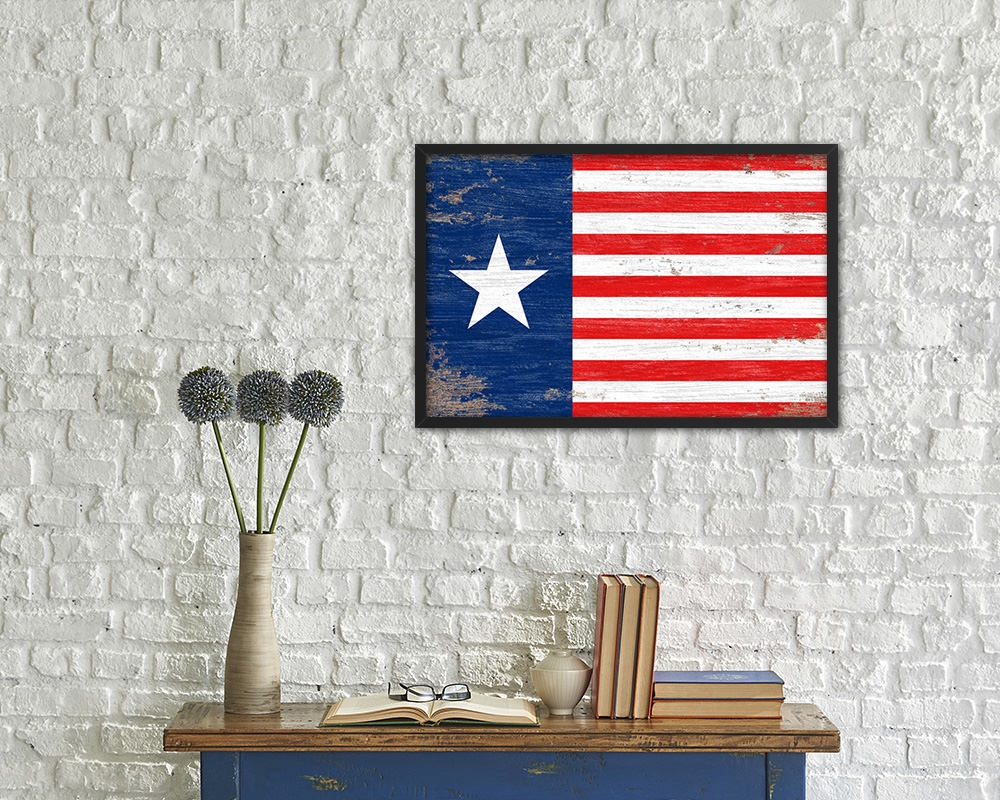 Texas Navy Texan Revolution 1838-1846 Naval Jack Shabby Chic Military Flag Framed Print Art