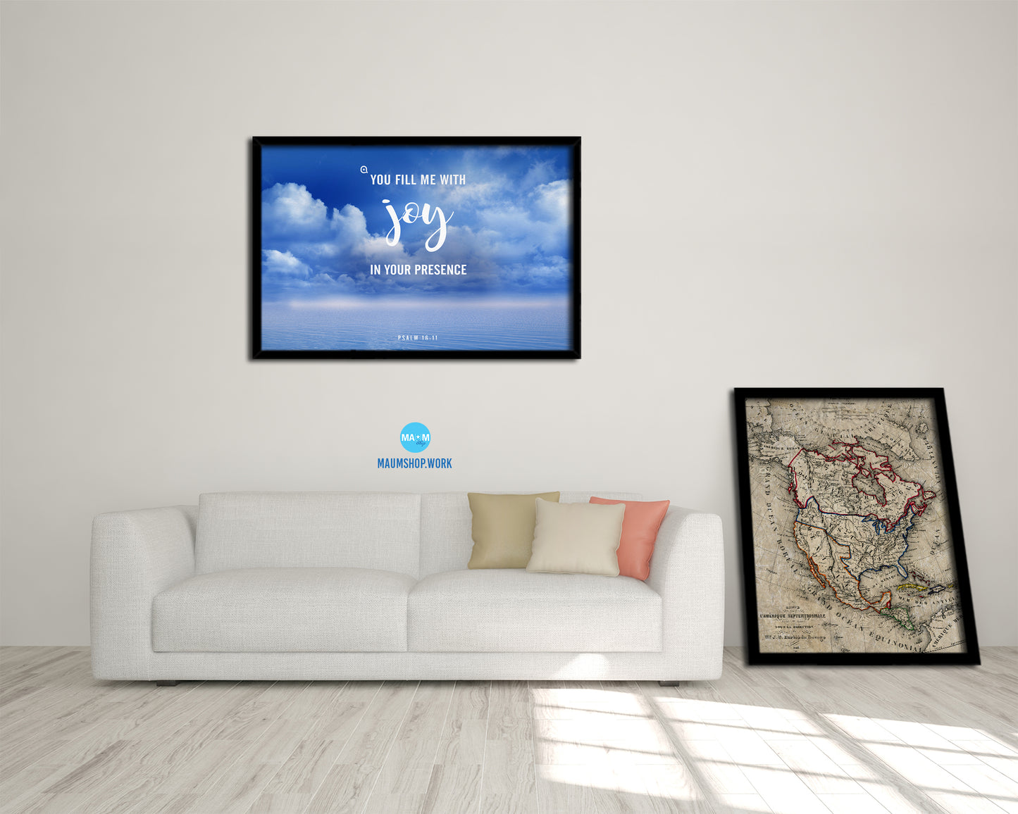 You fill me with joy in your presence, Psalm 16:11 Bible Verse Scripture Framed Art
