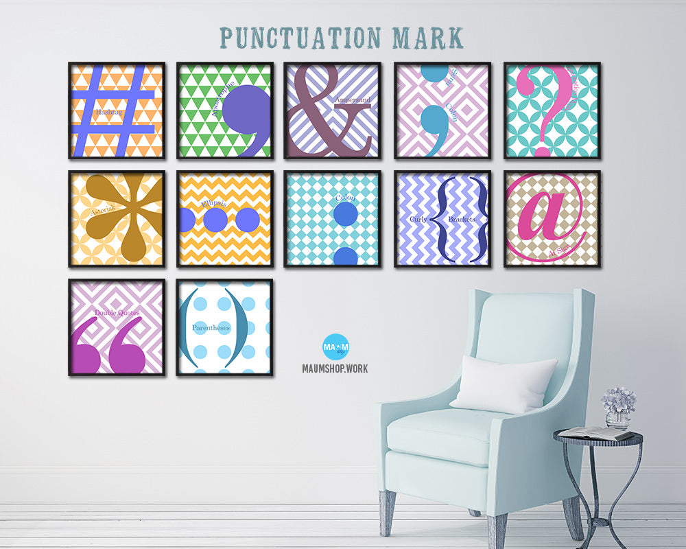 Colon Punctuation Symbol Framed Print Home Decor Wall Art English Teacher Gifts