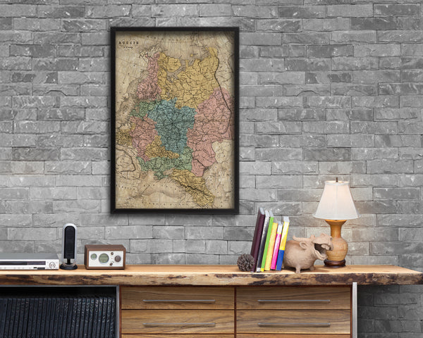 Russia Europe Historical Map Wood Framed Print Art Wall Decor Gifts