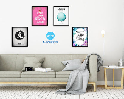 Keep calm or I will use my teacher voice Quote Framed Print Home Decor Wall Art Gifts