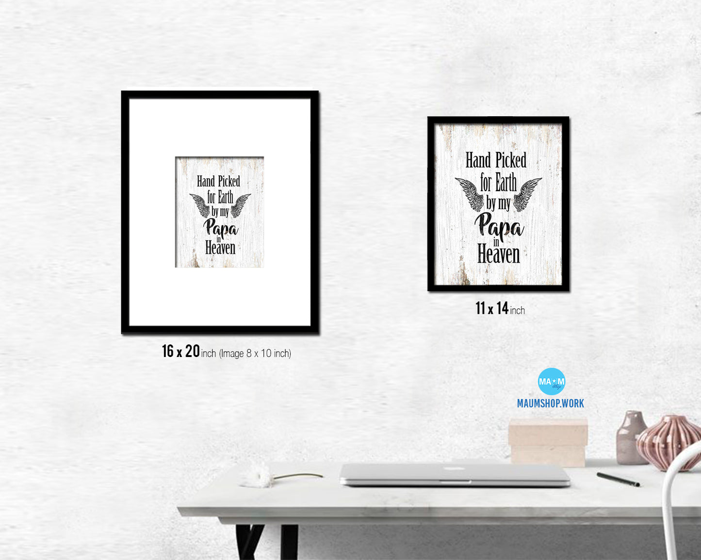 Hand picked for earth by our Papa in heaven Quote Framed Print Wall Art Decor Gifts