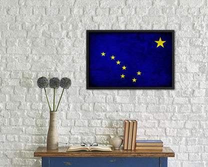 Alaska State Vintage Flag Wood Framed Paper Print Wall Art Decor Gifts