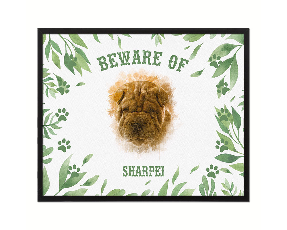 Beware of Russell Terrier Sign Wood Framed Print Wall Art Decor Gifts