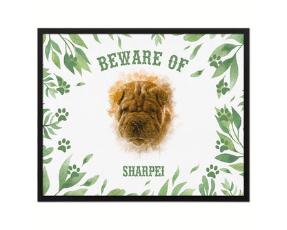 Beware of Russell Terrier Sign Wood Framed Print Wall Art Decor Gifts