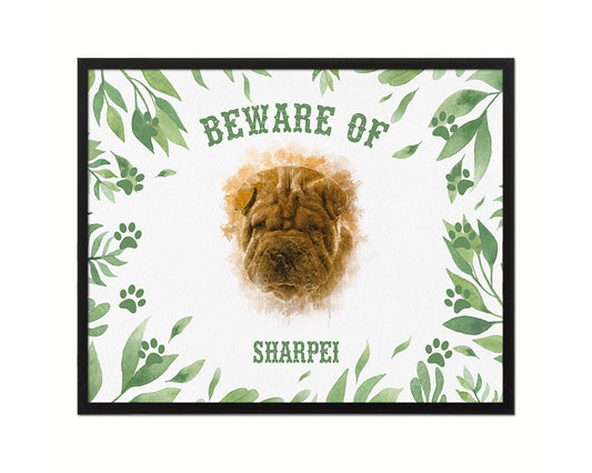 Beware of Russell Terrier Sign Wood Framed Print Wall Art Decor Gifts