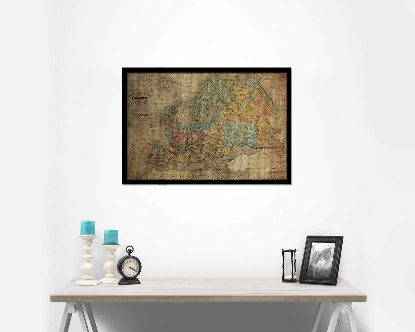 Europe Geological Vintage Map Framed Print Art Wall Decor Gifts