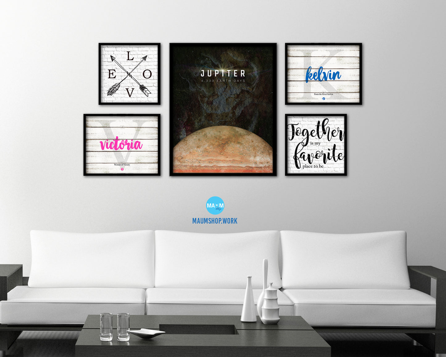 Jupiter Planet Prints Length of Year Watercolor Solar System Framed Print Home Decor Wall Art Gifts