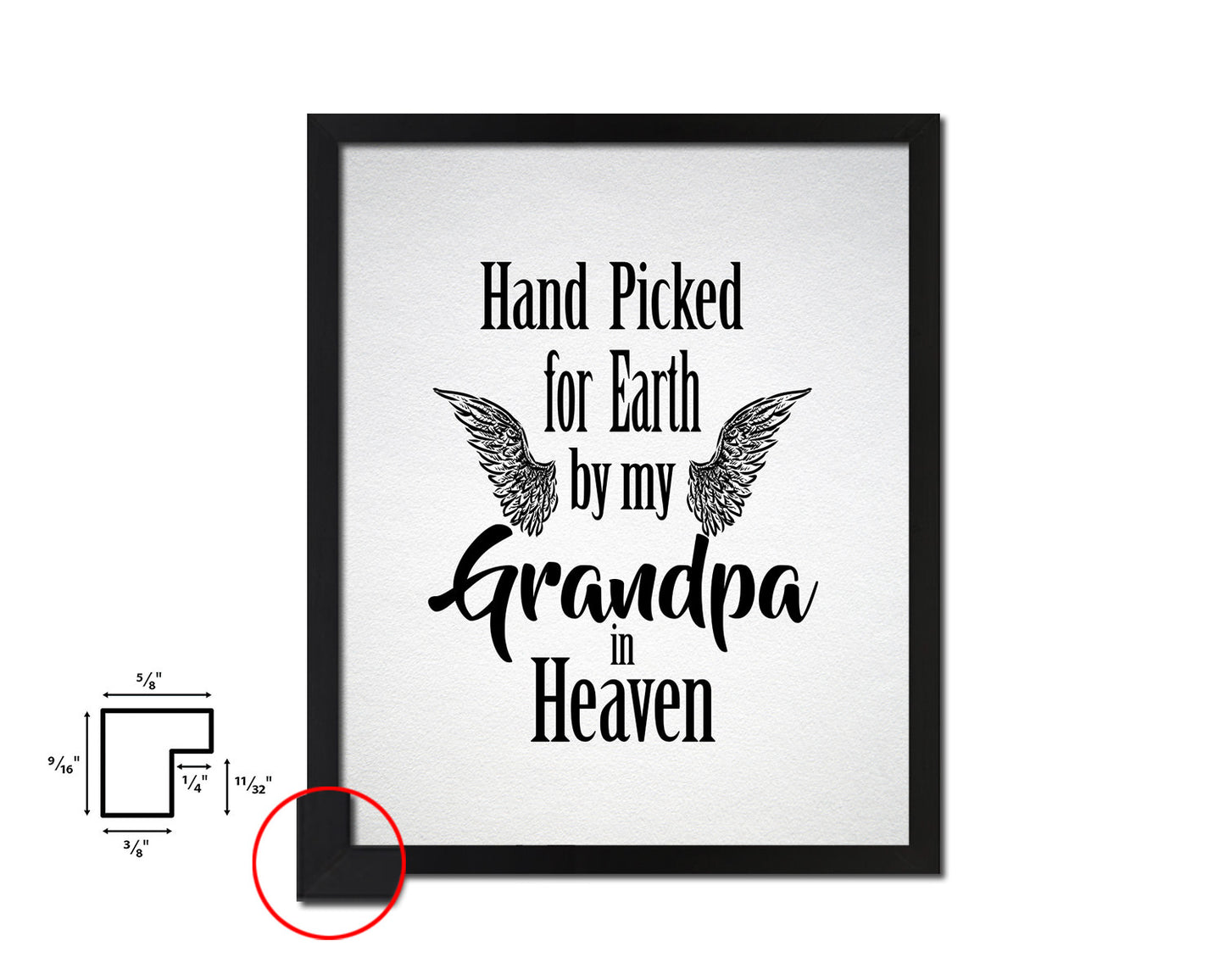 Hand picked for earth by our grandpa in heaven Quote Framed Print Wall Art Decor Gifts