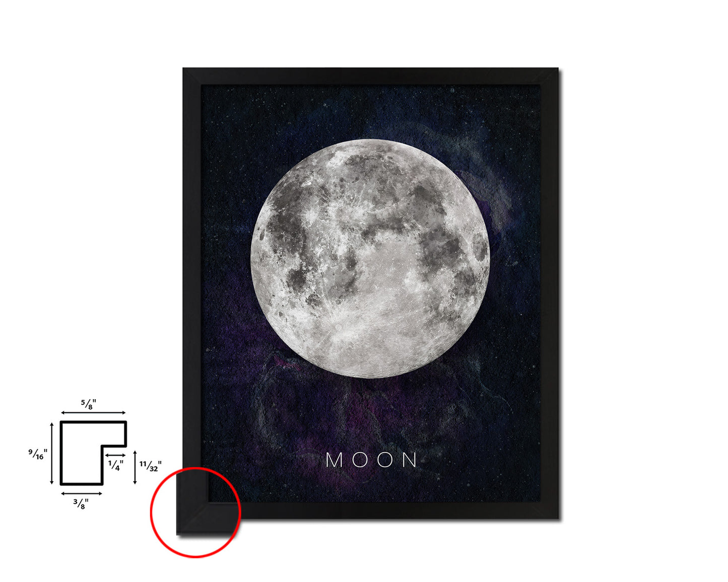 Moon Lunar Phases Watercolor  Nursery Framed Prints Home Decor Wall Art Gifts