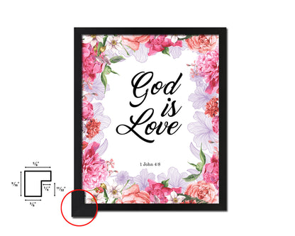 God is love, 1 John 4:8 Quote Wood Framed Print Home Decor Wall Art Gifts