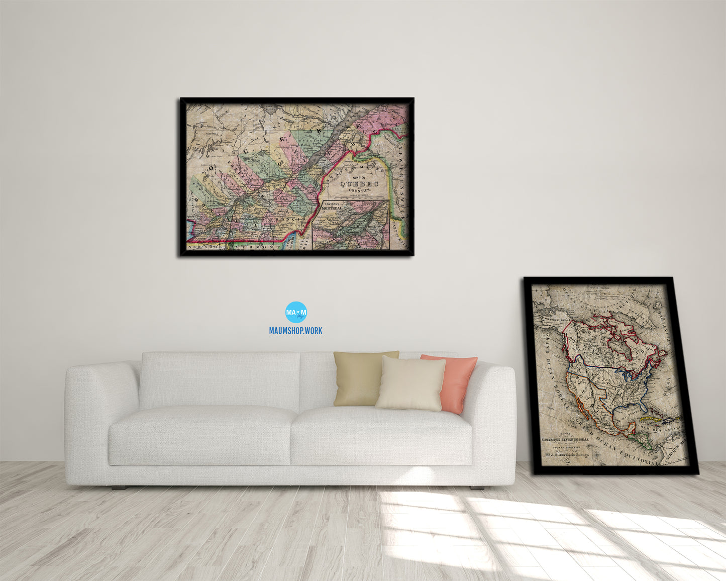 Quebec Montreal Historical Map Framed Print Art Wall Decor Gifts