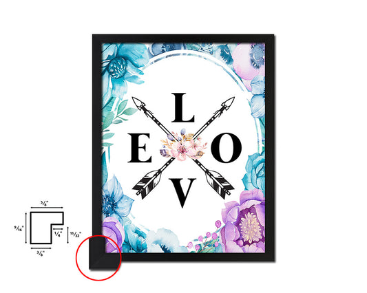 LOVE Quote Boho Flower Framed Print Wall Decor Art