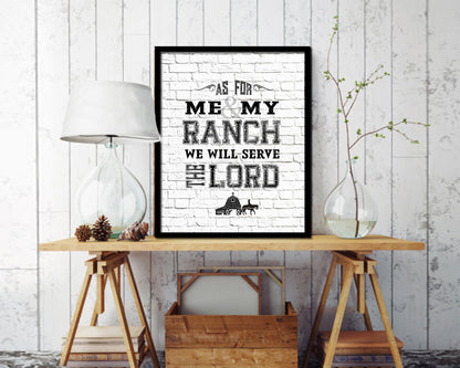 As for me & my ranch, we will serve the Lord Quote Wood Framed Print Home Decor Wall Art Gifts
