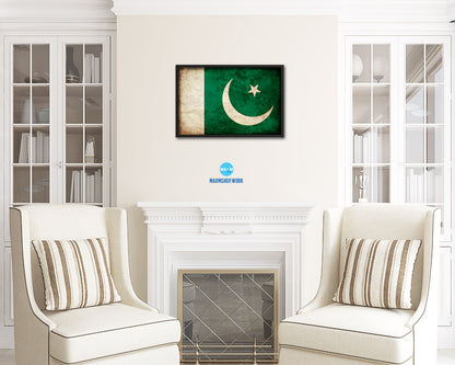 Pakistan Country Vintage Flag Wood Framed Print Wall Art Decor Gifts