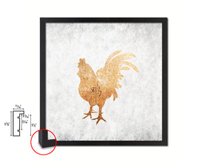 Rooster Chinese Zodiac Character Wood Framed Print Wall Art Decor Gifts, White