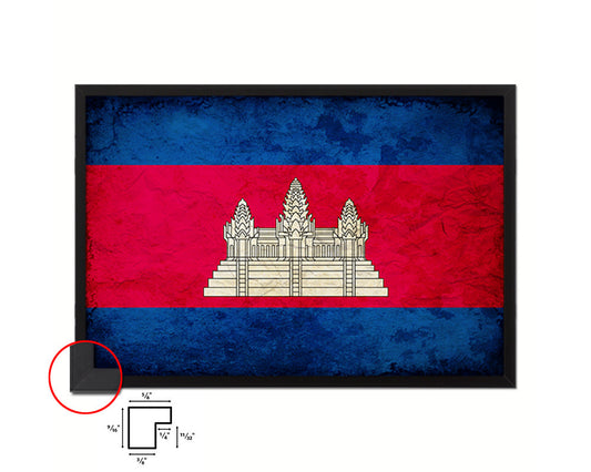 Cambodia Country Vintage Flag Wood Framed Print Wall Art Decor Gifts