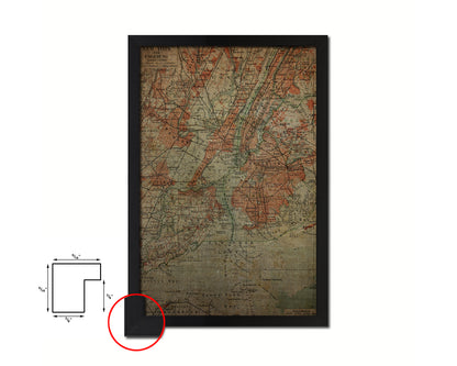 New York End of the Century Period Vintage Map Framed Print Art Gifts