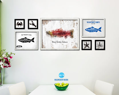Hony Sockey Salmon Fish Framed Prints Modern Restaurant Sushi Bar Watercolor Wall Art Decor