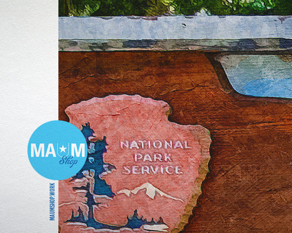 Entrance Sign Yosemite National Park CA Landscape Painting Print Art Frame Home Wall Decor Gifts