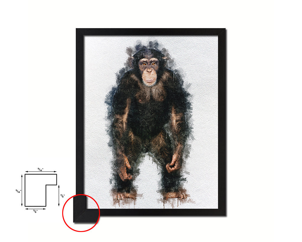 Chimpanzee Animal Painting Print Framed Art Home Wall Decor Gifts