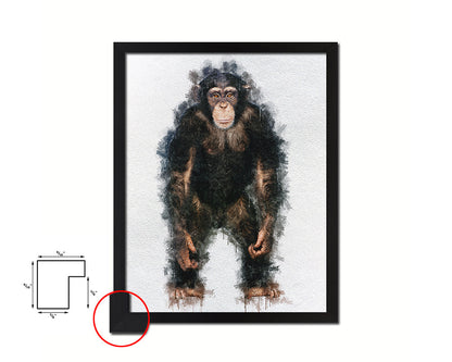 Chimpanzee Animal Painting Print Framed Art Home Wall Decor Gifts