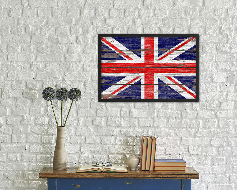 United Kingdom Country Wood Rustic National Flag Wood Framed Print Wall Art Decor Gifts