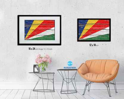 Seychelles Country Wood Rustic National Flag Wood Framed Print Wall Art Decor Gifts