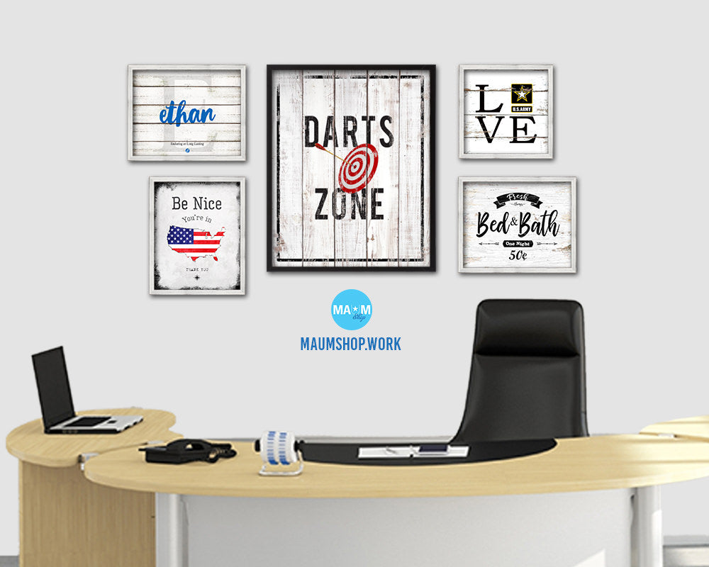 Darts Zone Notice Danger Sign Framed Print Home Decor Wall Art Gifts