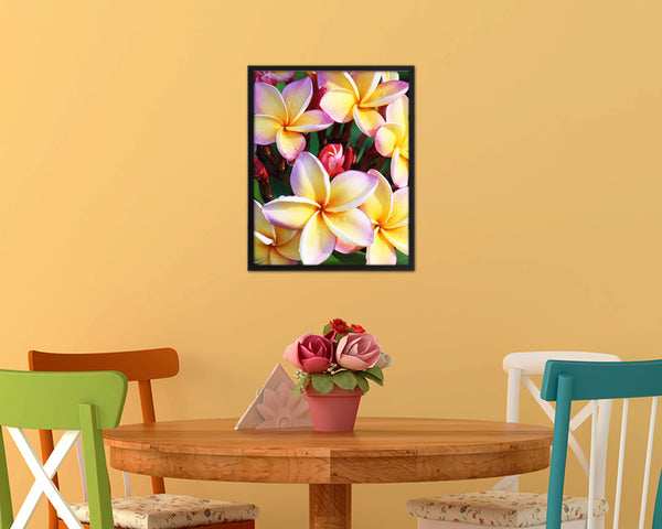 Plumerias White Flower Wood Framed Paper Print Wall Decor Art Gifts