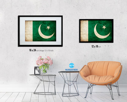 Pakistan Country Vintage Flag Wood Framed Print Wall Art Decor Gifts