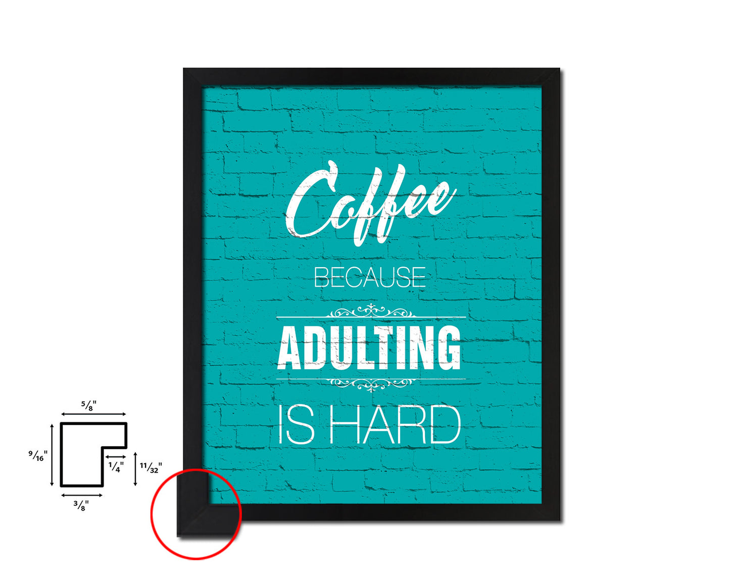 Coffee because adulting is hard Quotes Framed Print Home Decor Wall Art Gifts