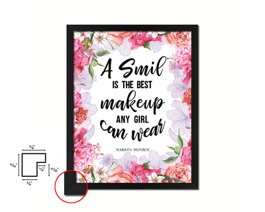 A smile is the best makeup, Marilyn Monroe Quote Framed Print Home Decor Wall Art Gifts