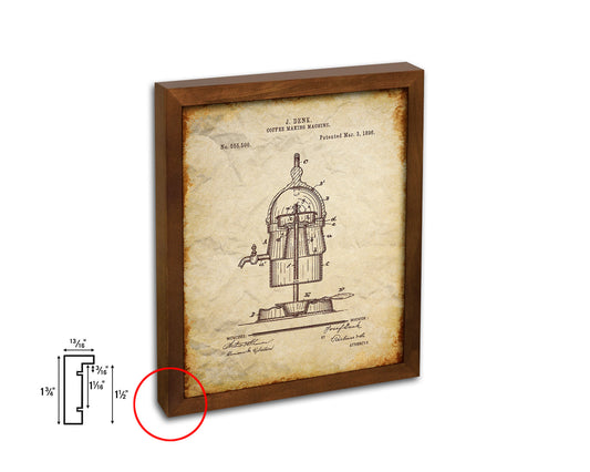 Making Machine Coffee Vintage Patent Artwork Walnut Frame Print Wall Art Decor Gifts