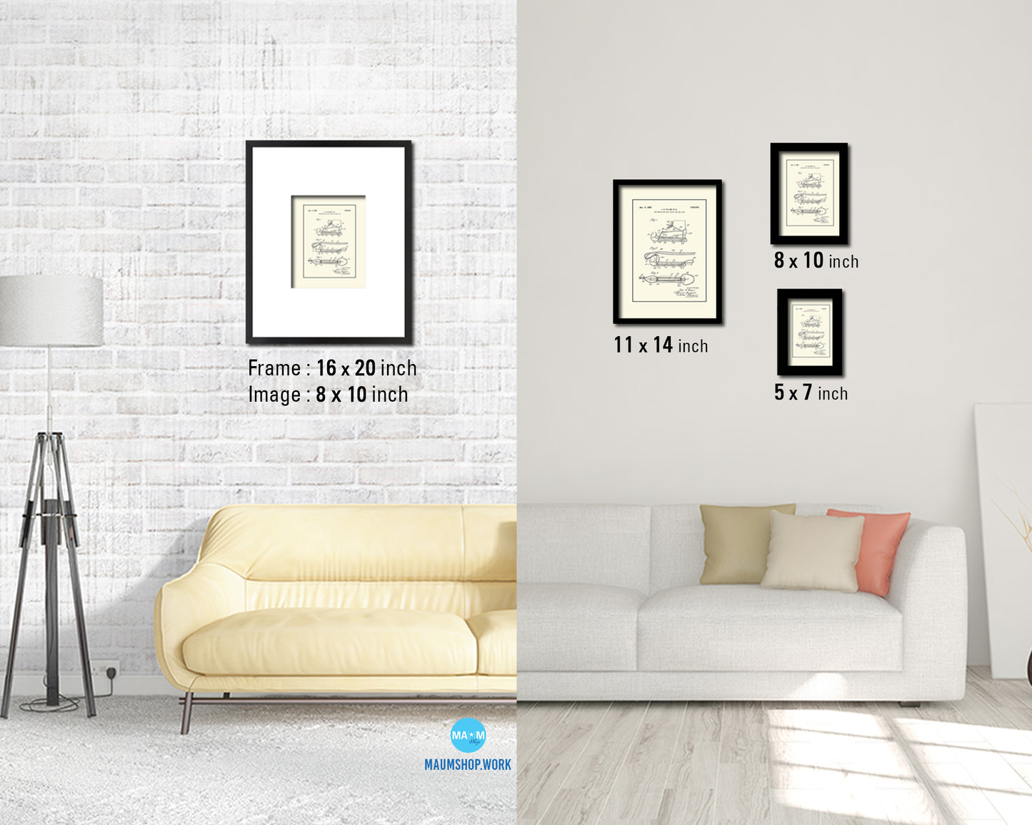 Ice Skate Tie Device Sports Vintage Patent Artwork Black Frame Print Gifts