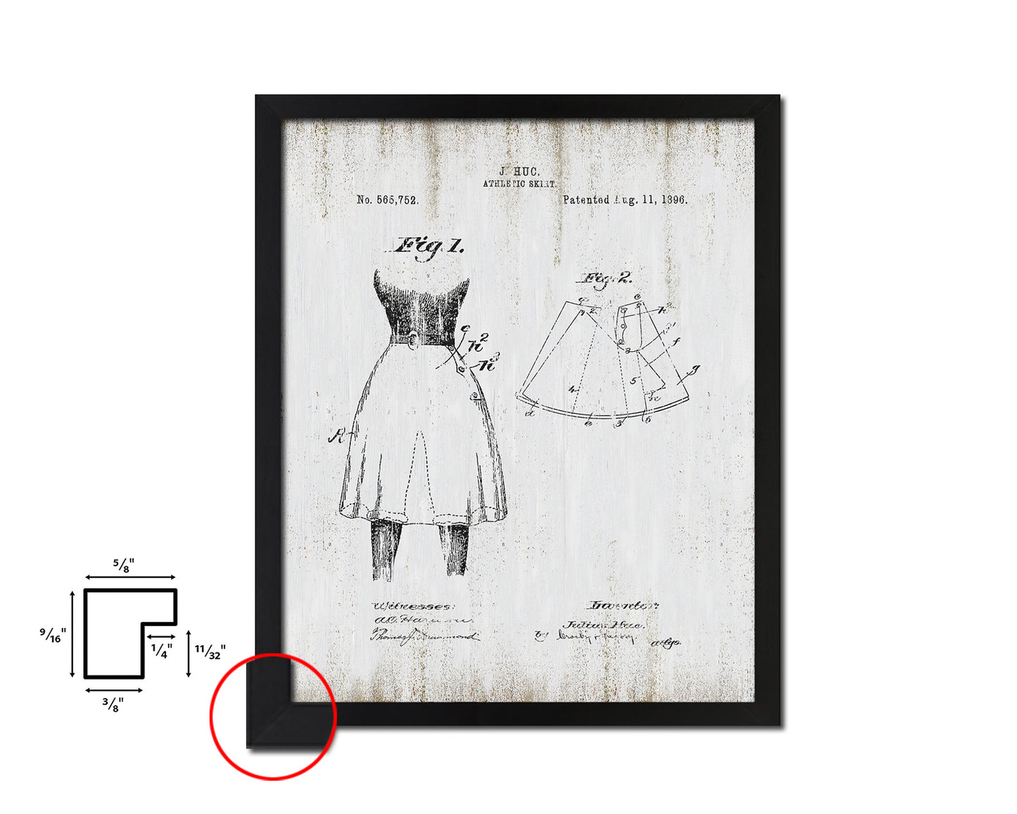 Athletic Skirt Dancer Vintage Patent Artwork Black Frame Print Wall Art Decor Gifts