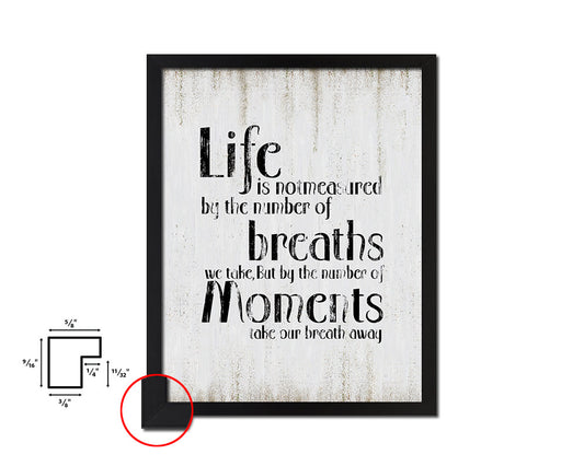Life is not measured by the number Quote Wood Framed Print Wall Decor Art