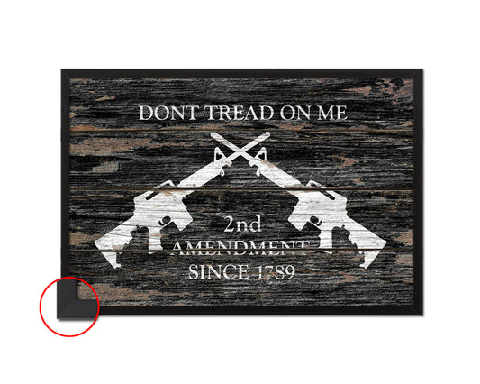 2nd Amendment Dont Tread On Me Wood Rustic Flag Framed Print Art