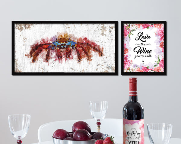 Crab Fish Art Wood Frame Shabby Chic Restaurant Sushi Wall Decor Gifts, 10" x 20"