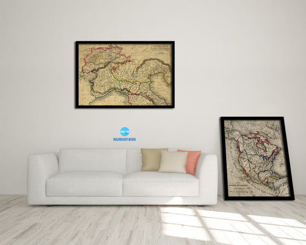 Northern Italy Historical Map Framed Print Art Wall Decor Gifts