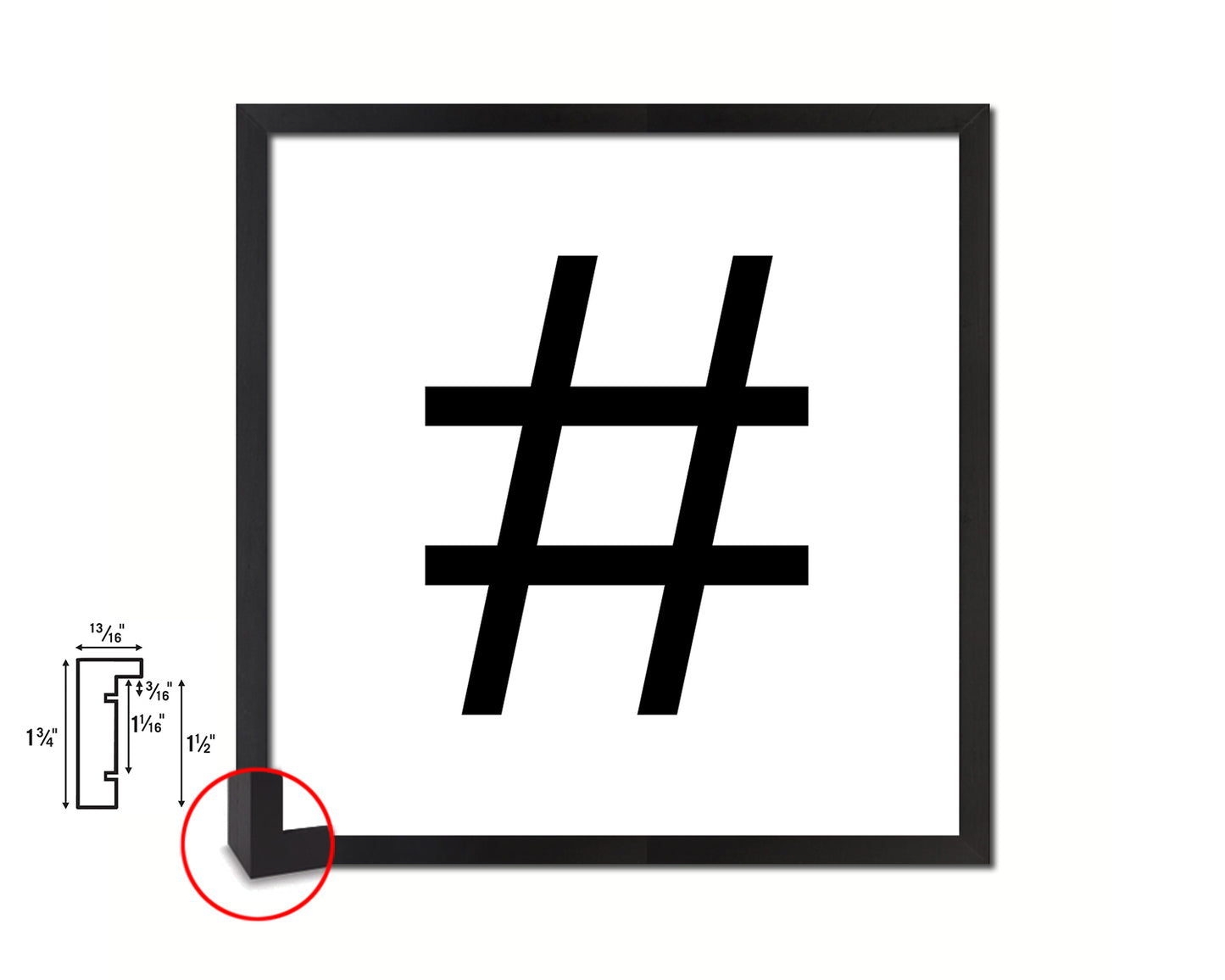 Hashtag Punctuation Symbol Framed Print Home Decor Wall Art English Teacher Gifts