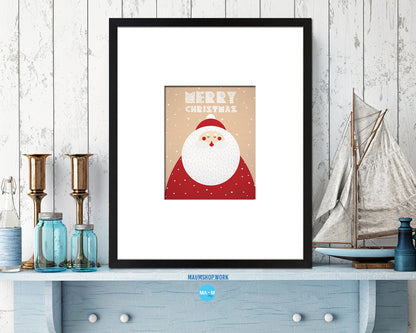 Merry Christmas Santa Holiday Season Gifts Wood Framed Print Home Decor Wall Art